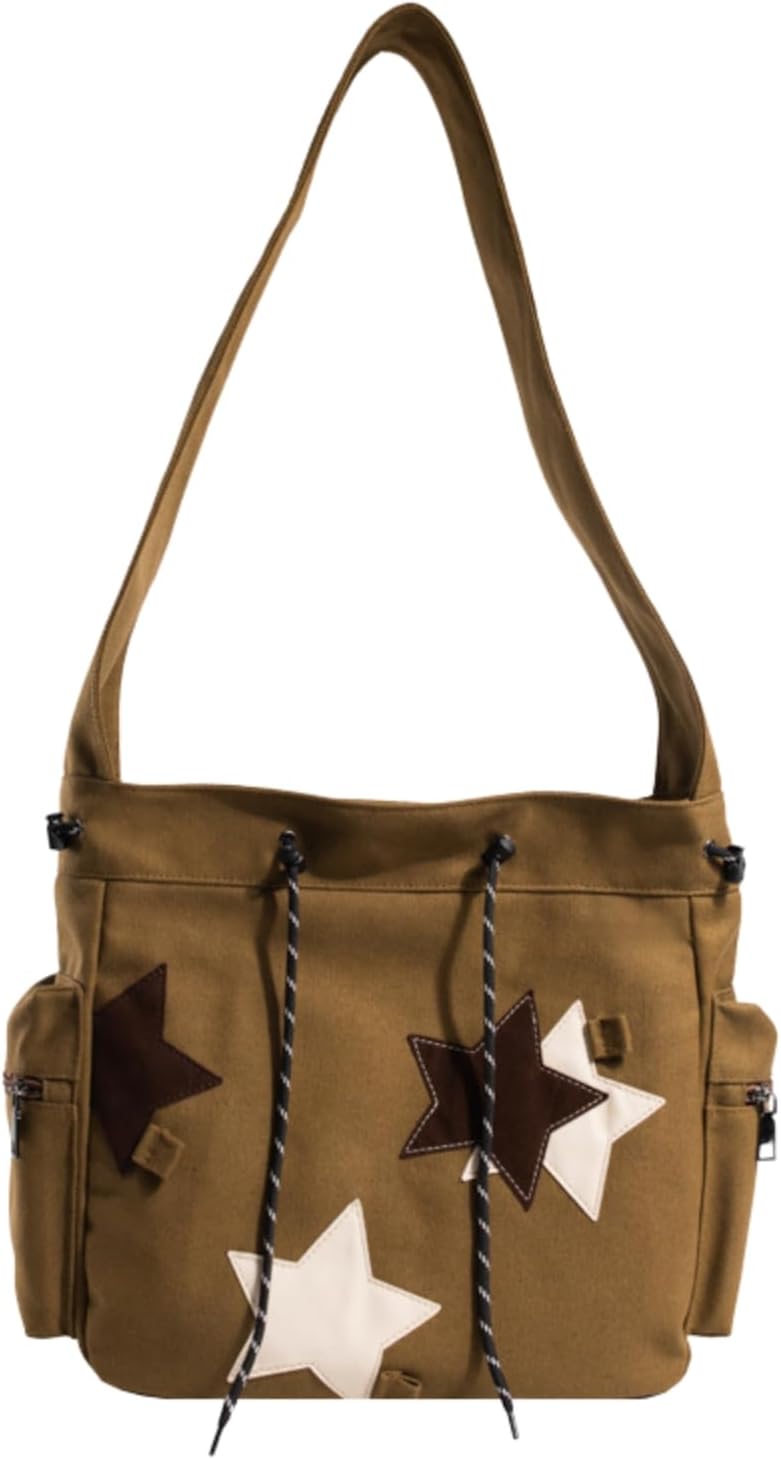KANGDAWEI Y2K Star Canvas Messenger Bag, Cute Tote Bags Aesthetic, Small Shoulder Travel Crossbody Bags For Women - Image 1